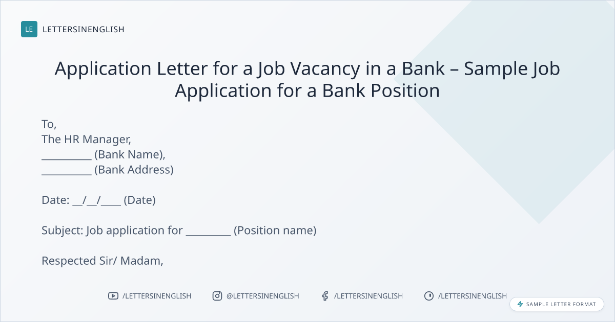 APPLICATION LETTER FOR A BANK JOB VACANCY visual data 2