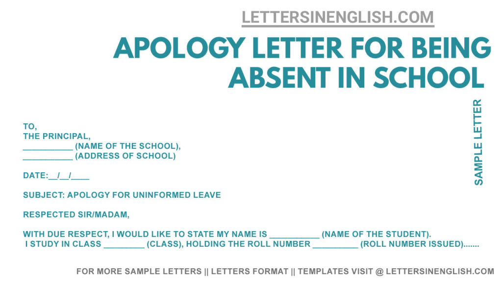Apology Letter For Taking Leave Without Permission Format, letter for being absent in school without informing