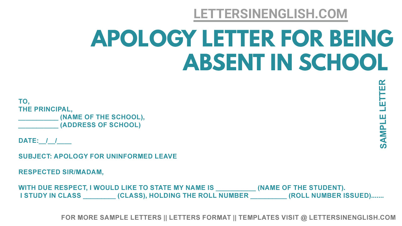 Apology Letter For Being Absent In School - Letters in English