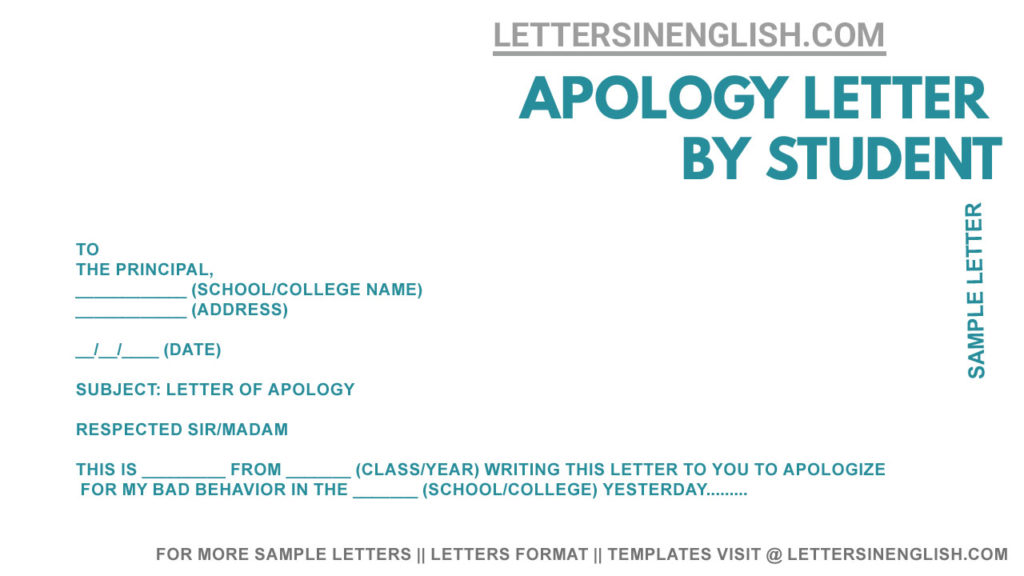 Student Apology Letter, Sample Apology Letter from Student to Principalent to Principal