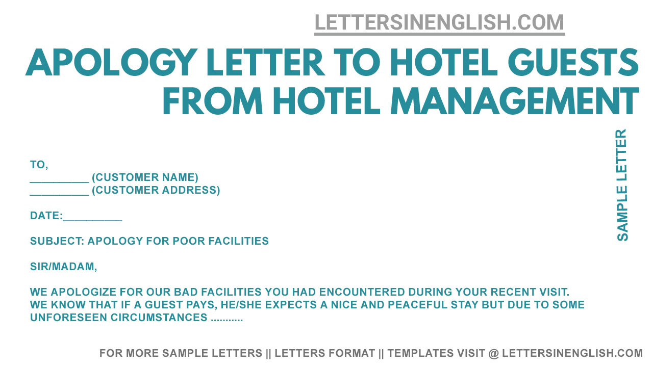 Apology Letter to Hotel Guests from Hotel Management ...