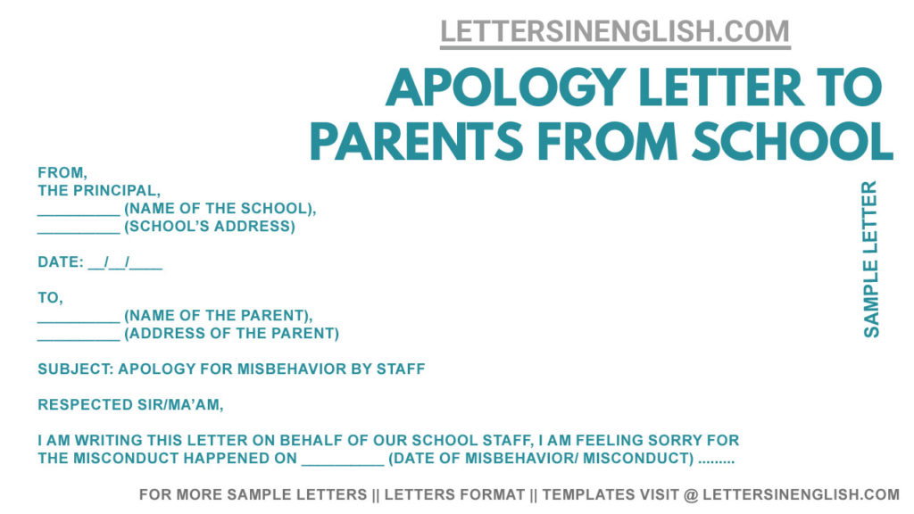 apology letter to parents from school for their misbehavior, school apology letter format, apology letter to parents for disrespect, apology letter