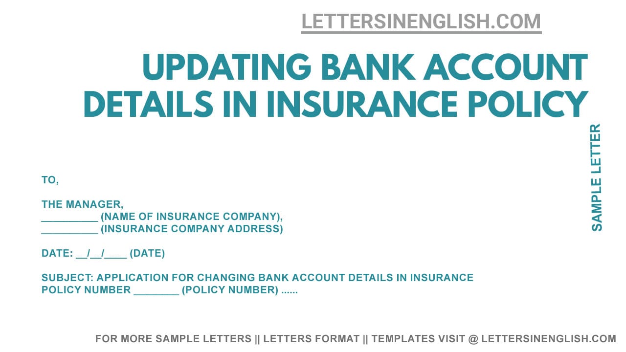 Application for Updating Bank Account Details in Insurance Policy