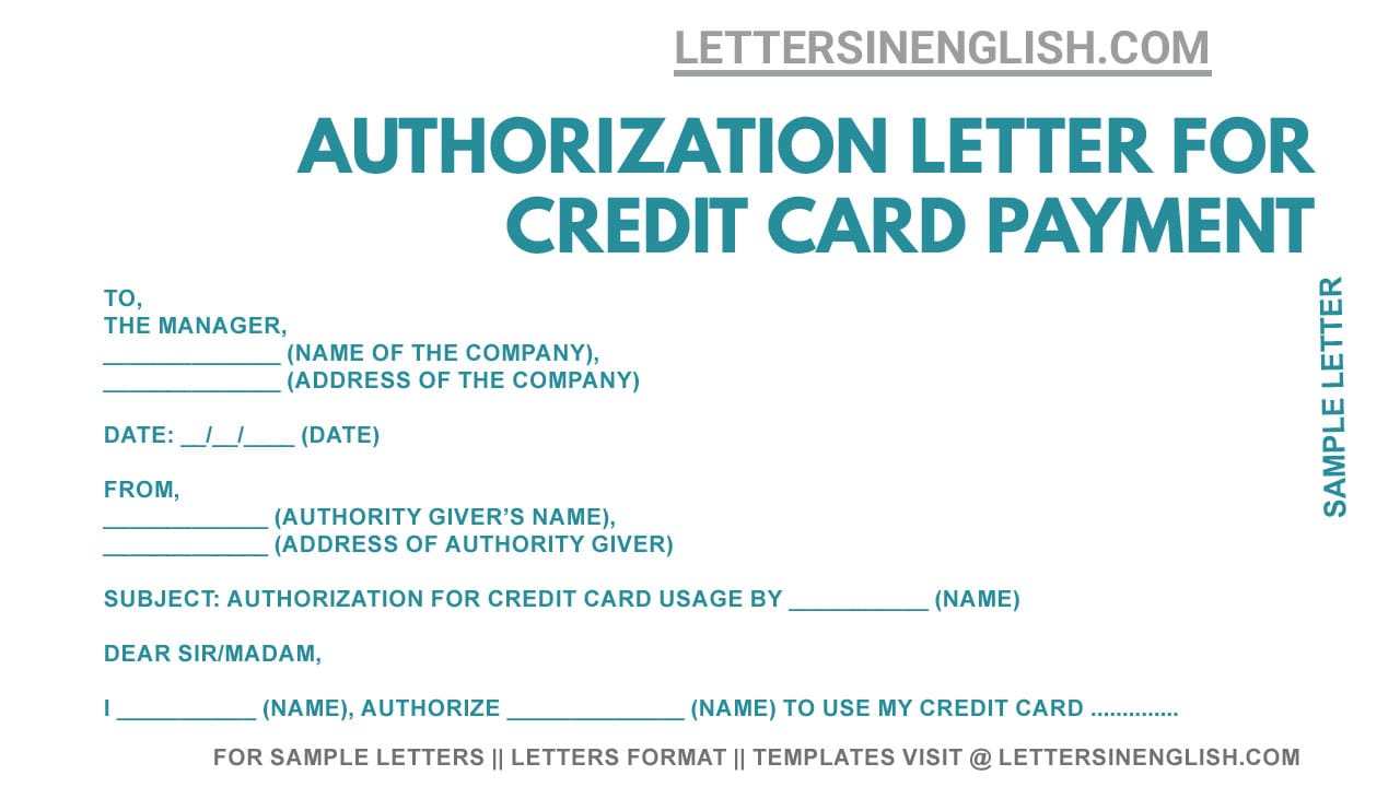 authorisation letter for credit card use format, authorization letter for using credit card sample, credit card authorization letter