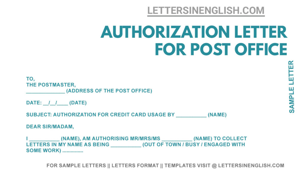 authorization letter to collect from post office, authorization letter to post office format, authorization letter to receive postal items India