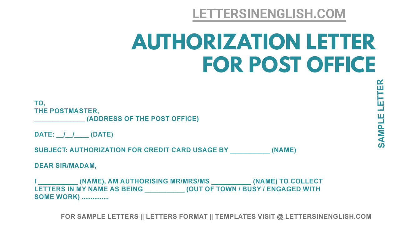 authorization letter to collect from post office, authorization letter to post office format, authorization letter to receive postal items India