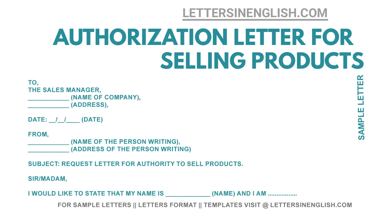 request letter for authorization letter to sell products, letter for asking authorization to sell items, request letter for authorization