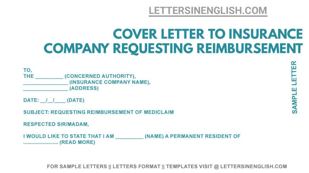 Application for Health Insurance Reimbursement, Cover Letter to Insurance Company Requesting Reimbursement