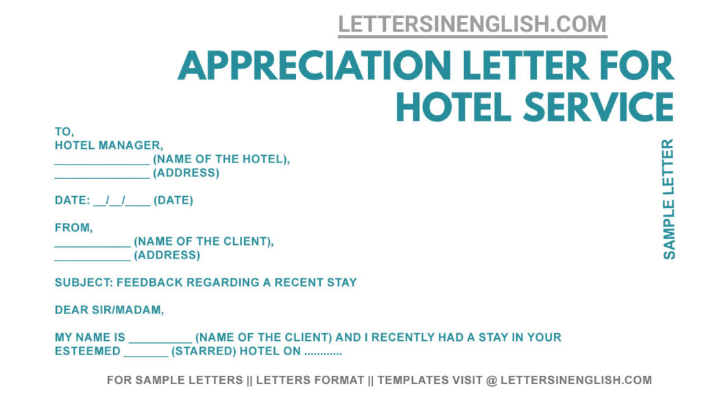 – Appreciation Letter for Hotel Service