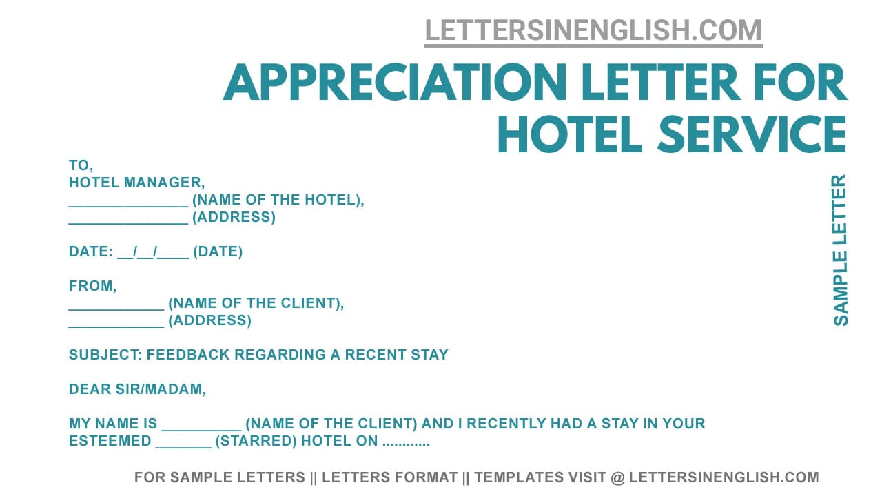 – Appreciation Letter for Hotel Service