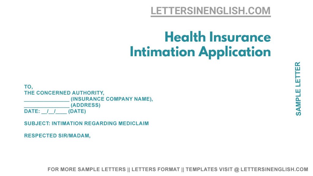 sample intimation letter to the health insurance company for claim approval, sample intimation letter to health insurance company