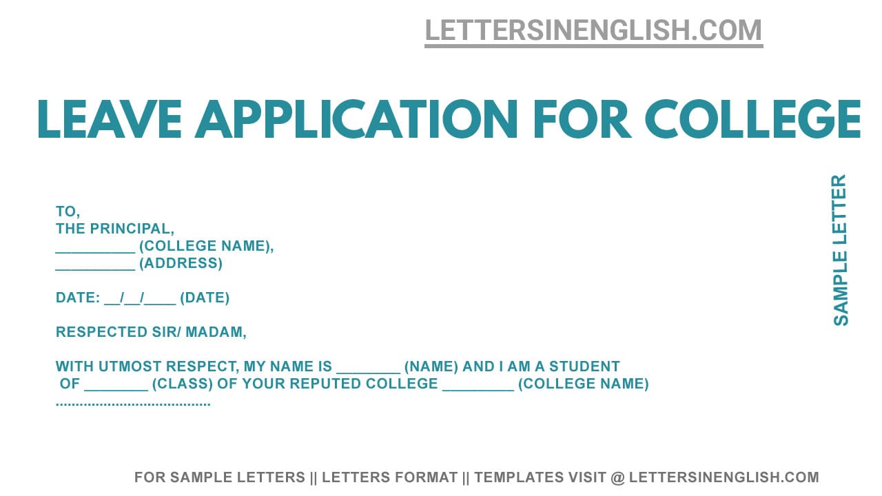 Leave Application for College Letters in English