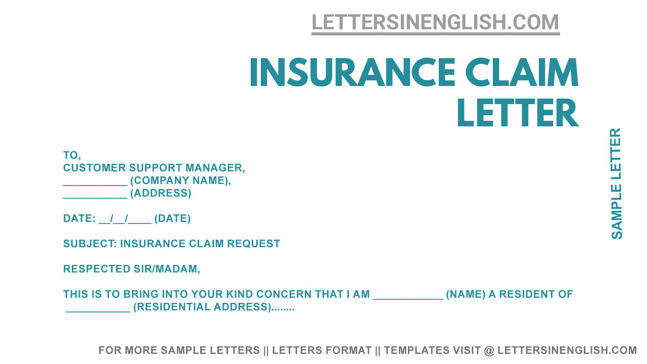 Letter to Insurance Company for Damage Claim - Sample Letter regarding ...