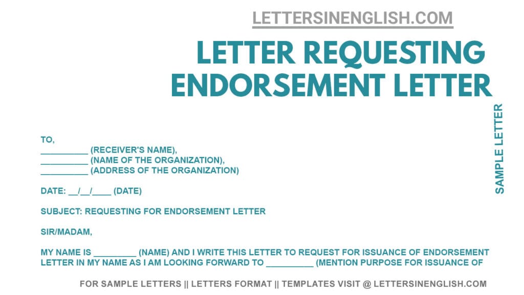 Letter to Request for Endorsement Sample Letter Requesting