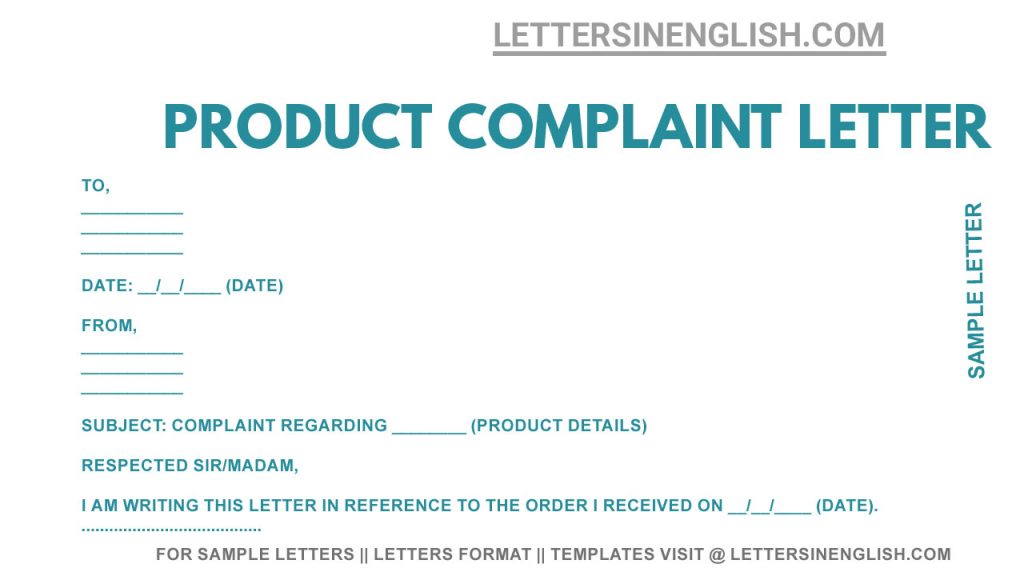 product complaint letter format, product damage complaint letter, sample complaint letter for poor quality of product