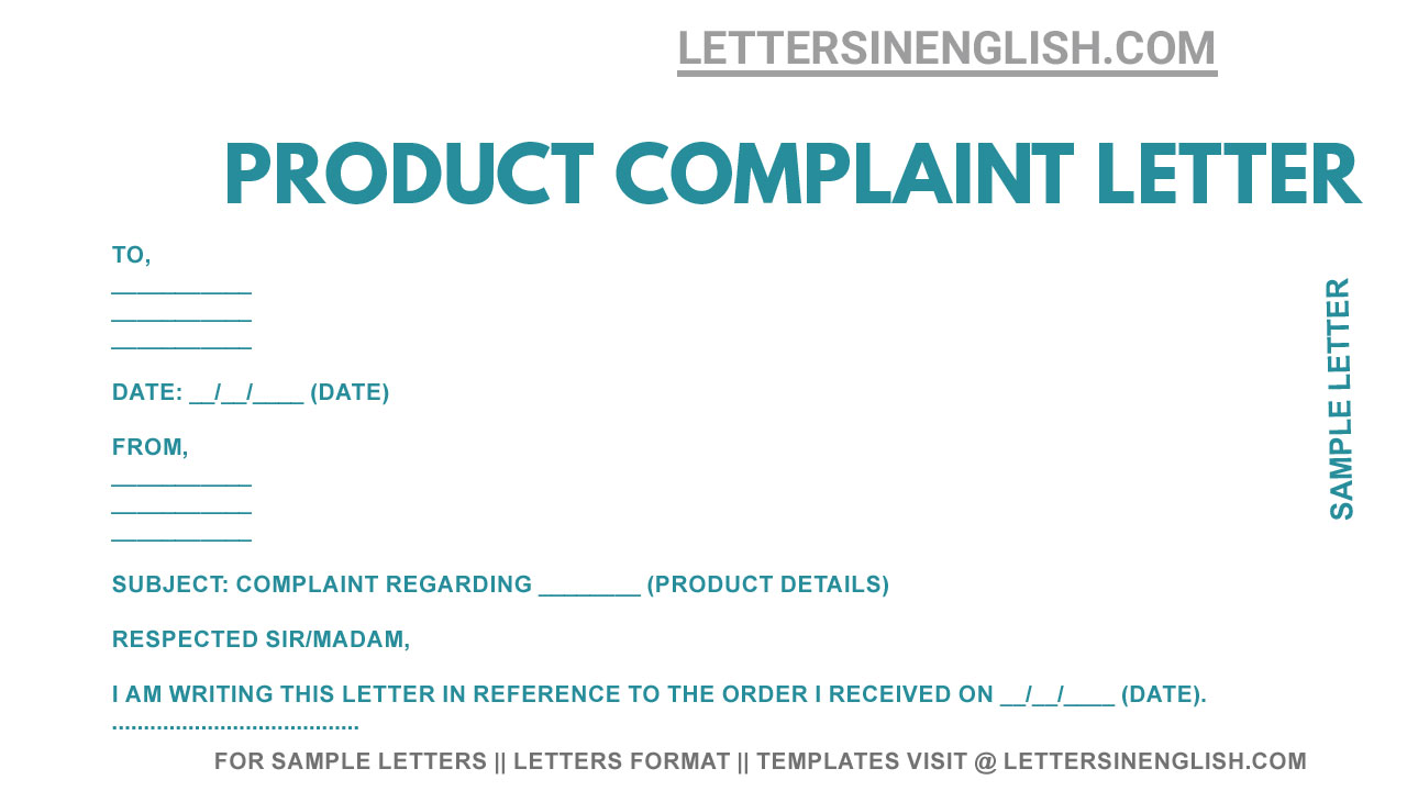 letter of complaint about a product