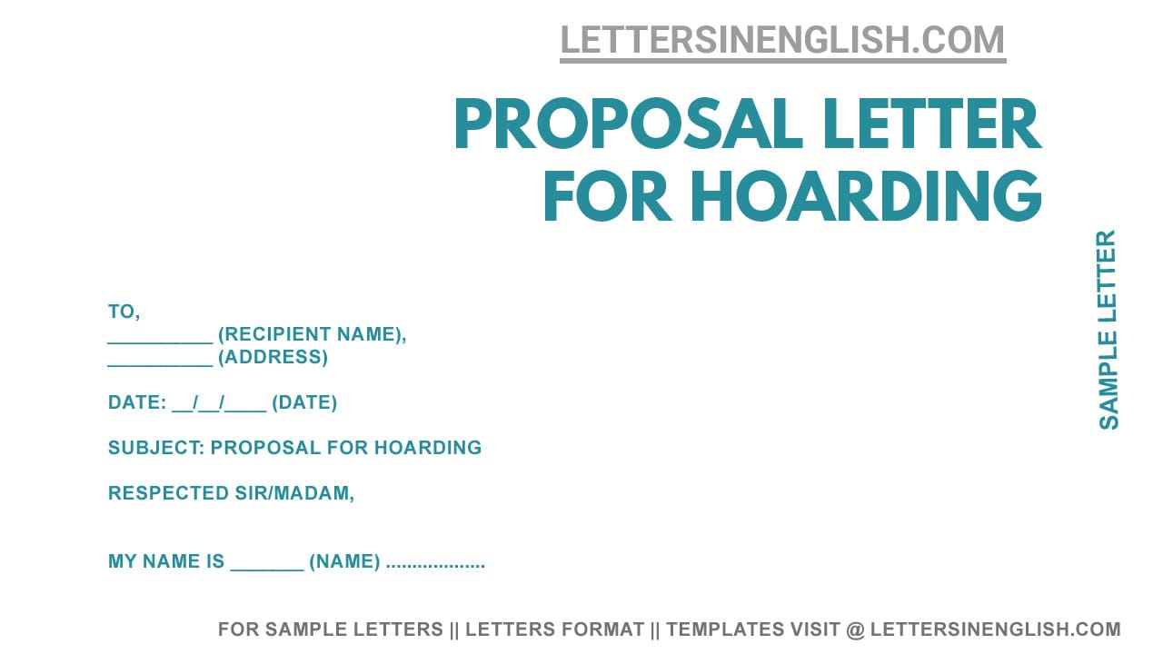 sample proposal letter for placement of hoarding, letter sending proposal for placement of banner