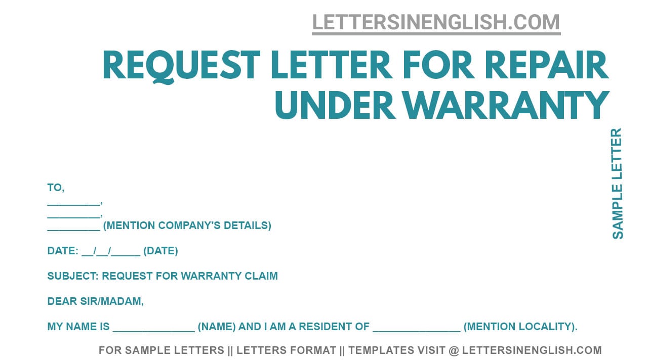 Request Letter for Repair Under Warranty Sample Letter Requesting for