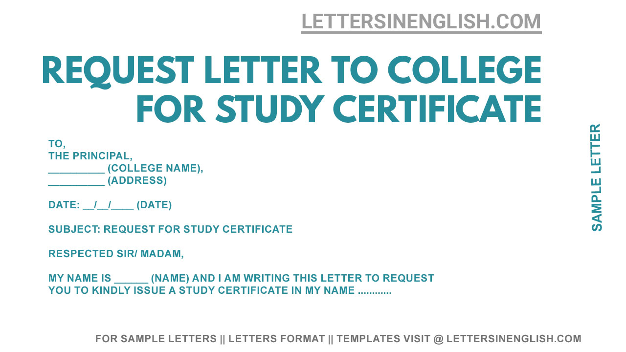 Request Letter to College for Study Certificate - Letters in English