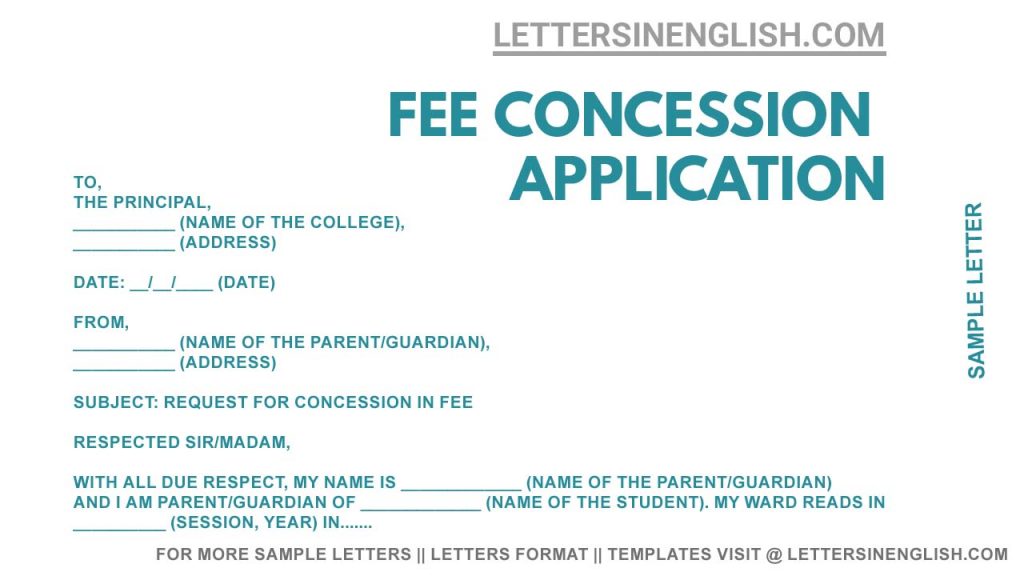 Request letter for concession in fee