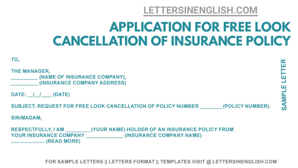 request letter format for free look cancellation of life insurance, free look cancellation of insurance policy sample letter, policy cancellation letter to insurance company template