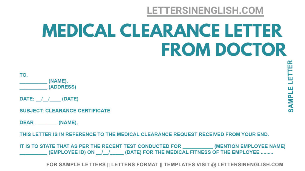 Sample Clearance Letter from Doctor – Clearance Letter from Doctor Sample