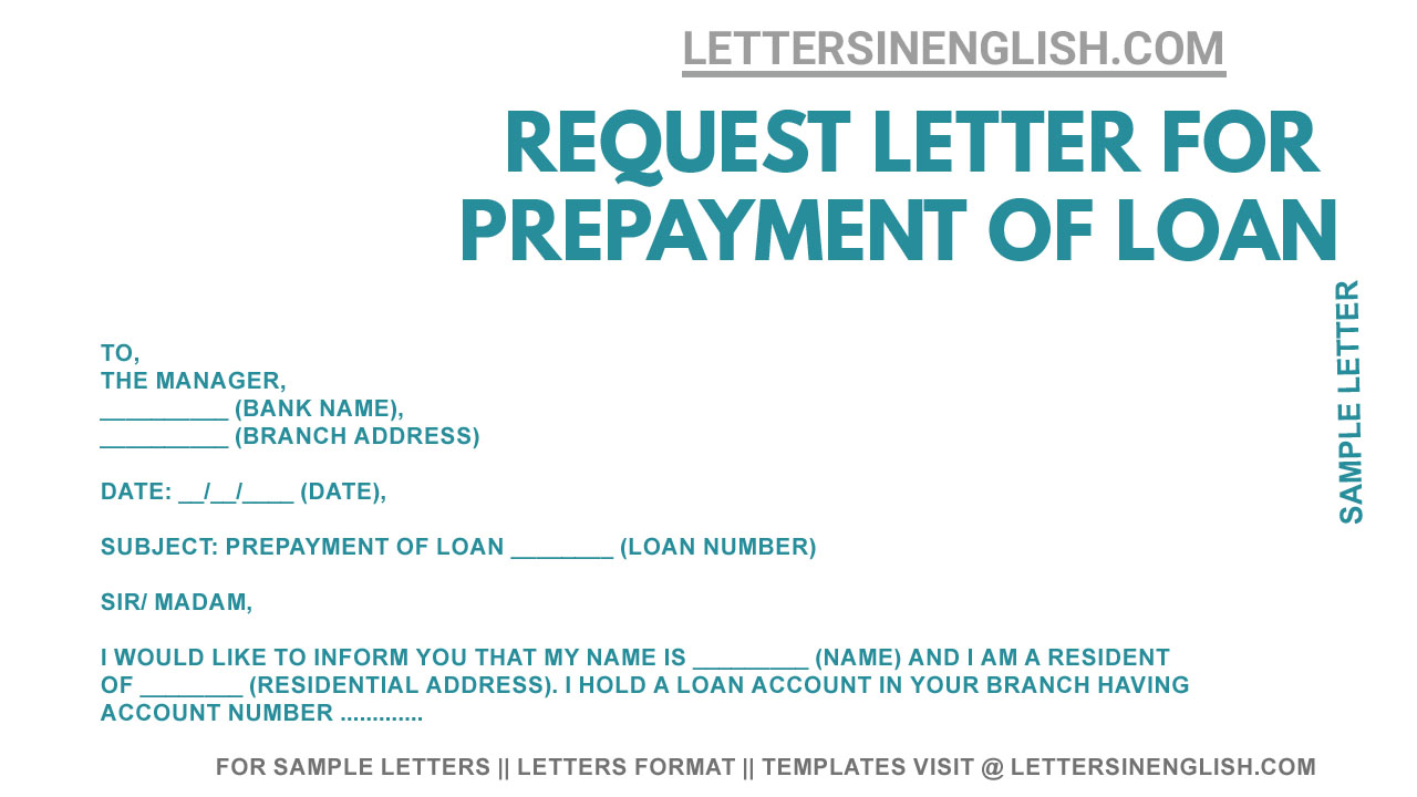 Prepayment of Loan Letter - Sample Request Letter for Prepayment