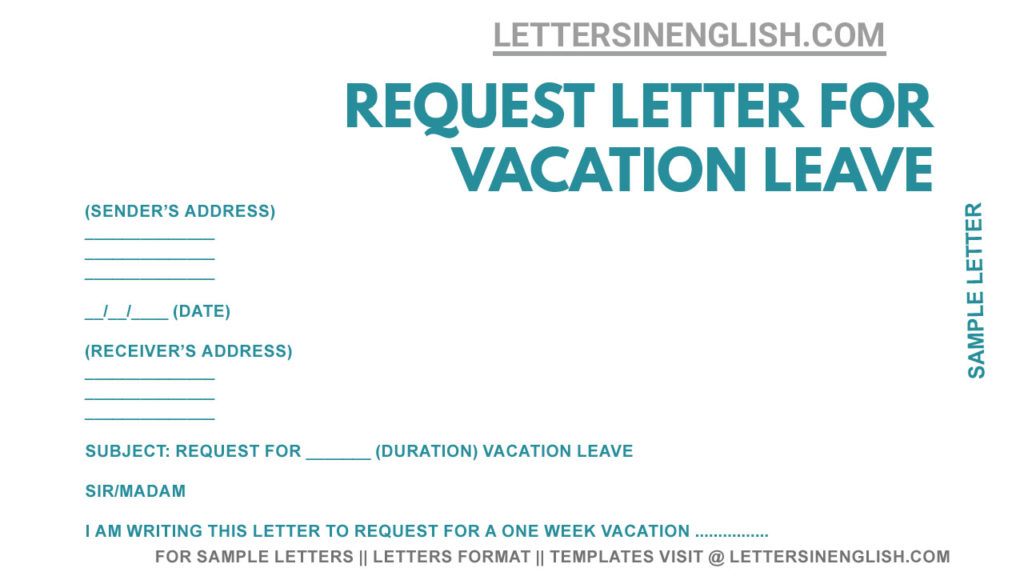 Vacation Request Letter Sample, request letter for vacation leave approval, sample letter for vacation leave request