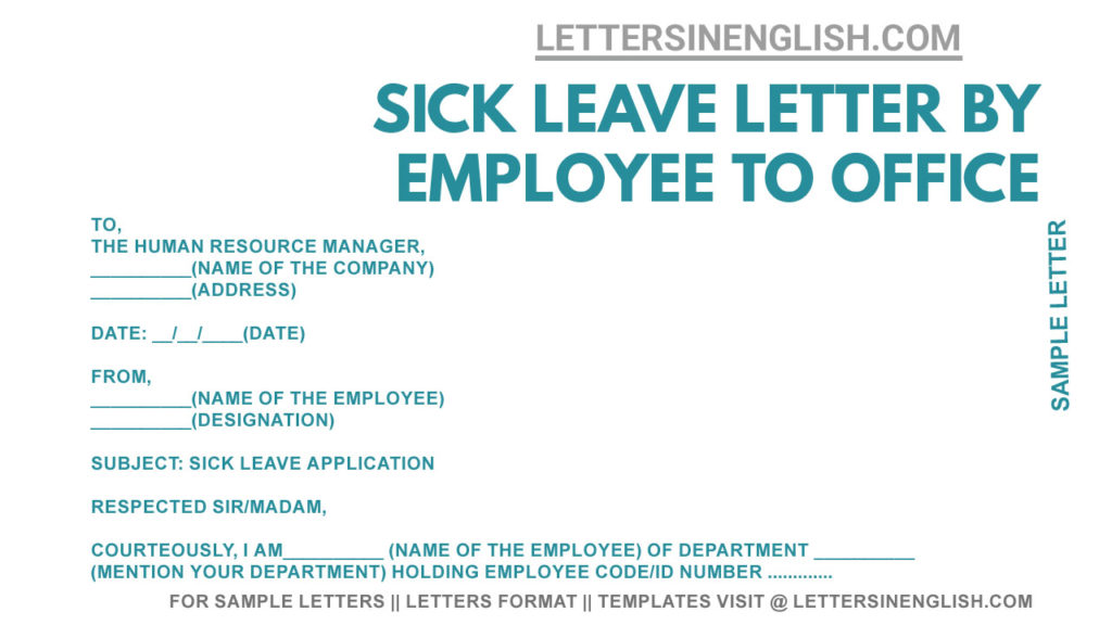 sick leave application in the company, sample sick leave application for employees, Sick Leave Application by Employee in Office