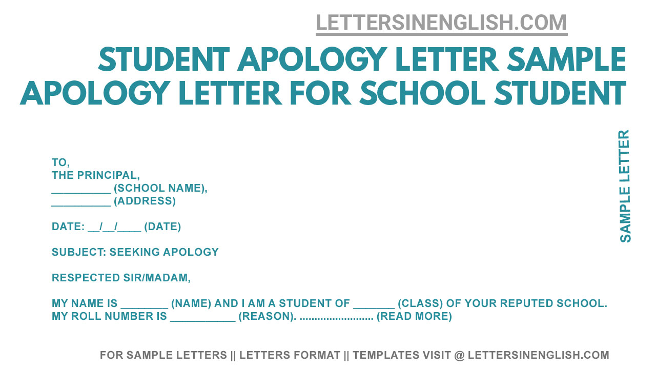 sample application seeking an apology from Principal, apology letter for student, student apology letter sample