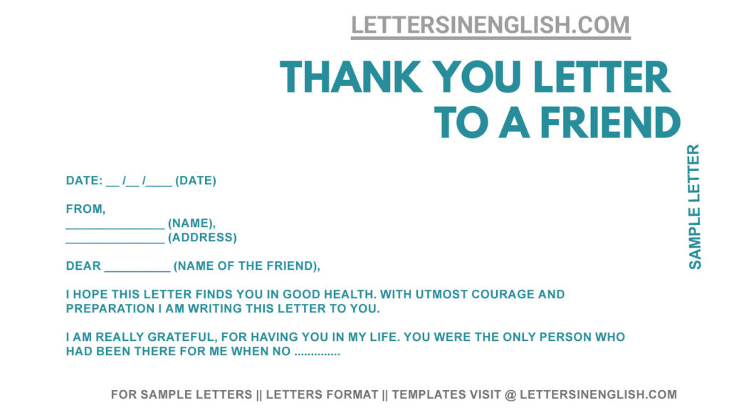 Thank You Letter To A Friend, Sample thank you letter to Friend, Friend Thank You Letter Sample