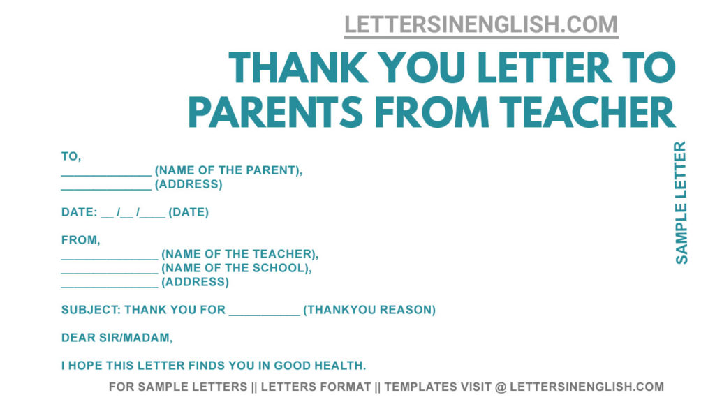sample thank you letter from teacher to parents, thank you letter from student teacher to parents format, thank you letter from preschool teacher to parents