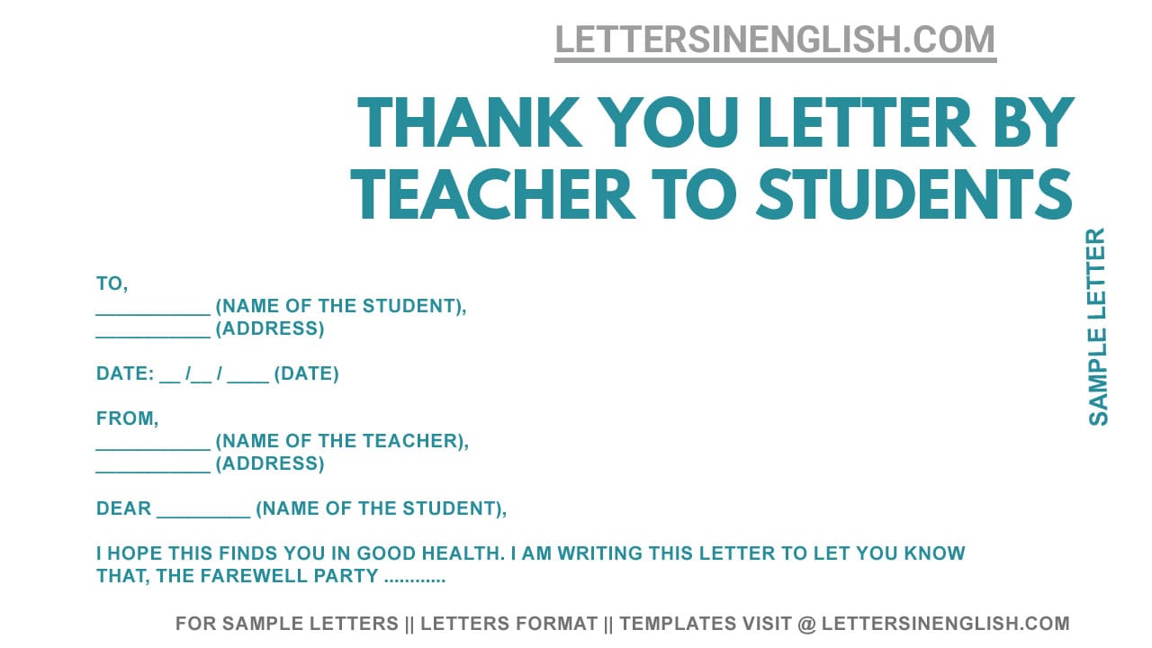 farewell letter by a Teacher to her students, farewell letter from Teacher to student