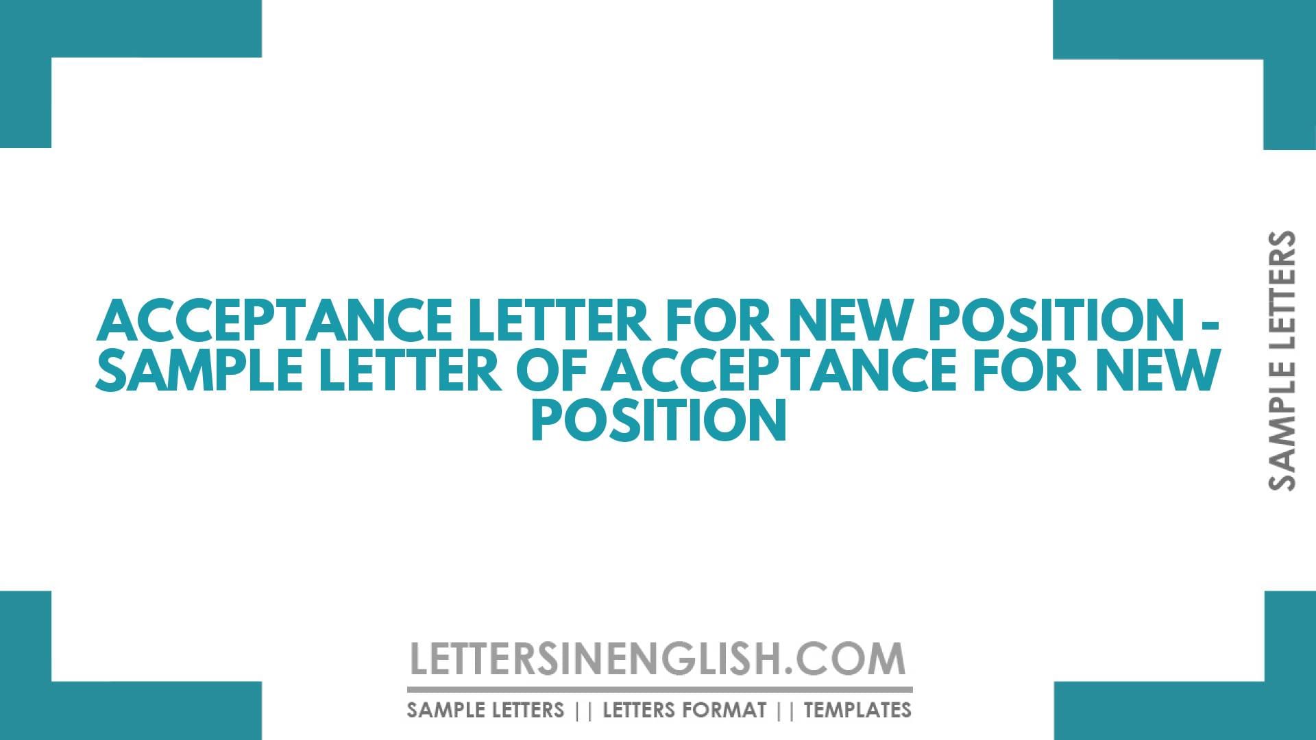 Acceptance Letter for New Position – Sample Letter of Acceptance for New Position