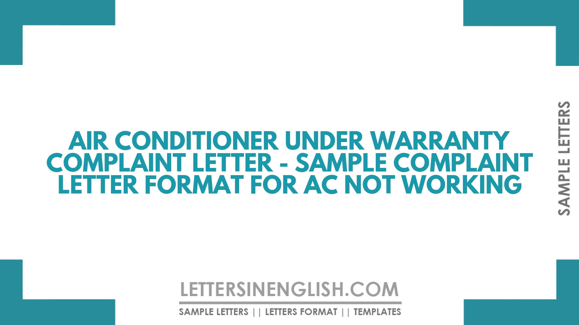 Air Conditioner Under Warranty Complaint Letter – Sample Complaint Letter Format for AC Not Working