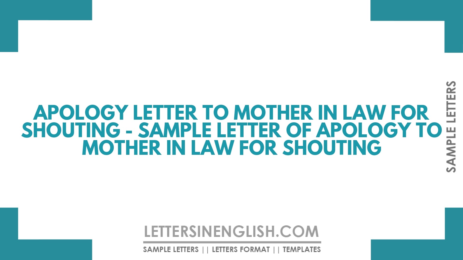 Apology Letter to Mother in Law for Shouting – Sample Letter of Apology to Mother in Law for Shouting
