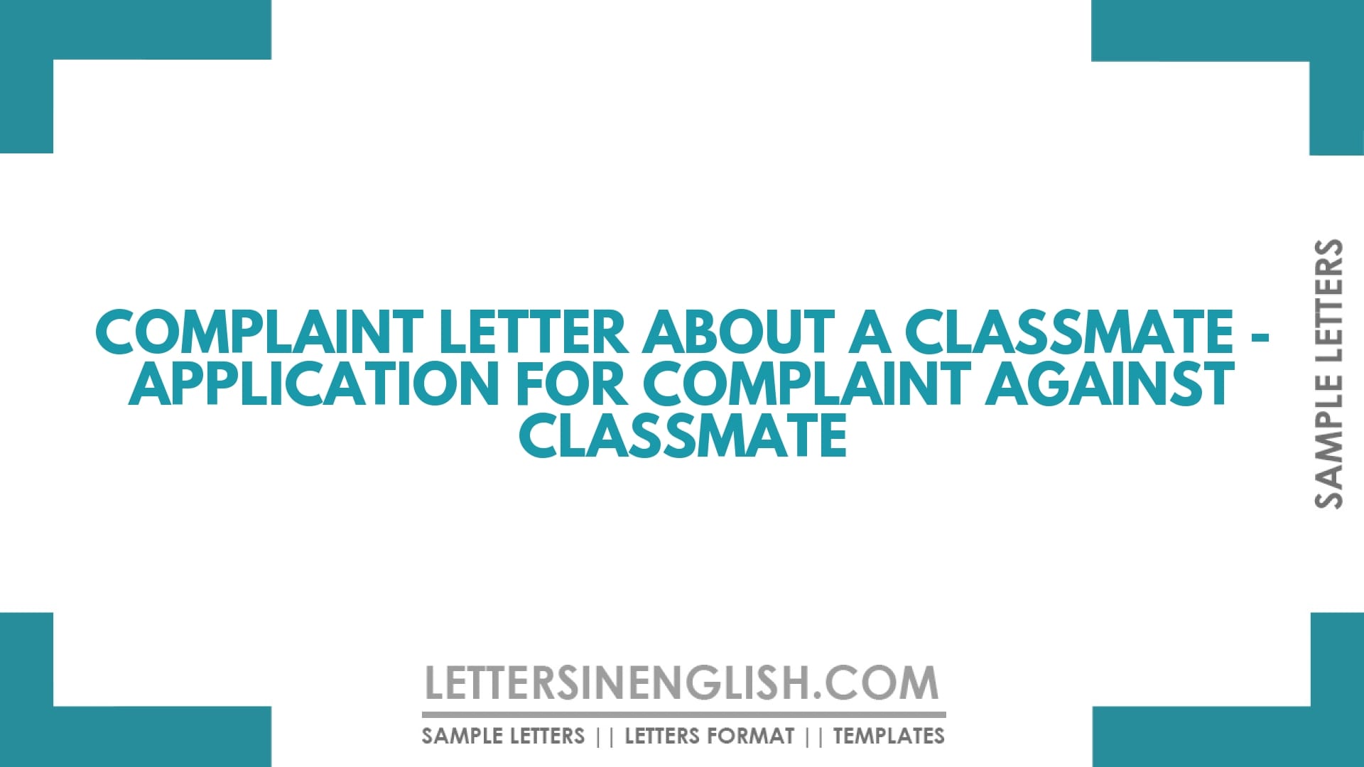Complaint Letter About A Classmate – Application For Complaint Against Classmate