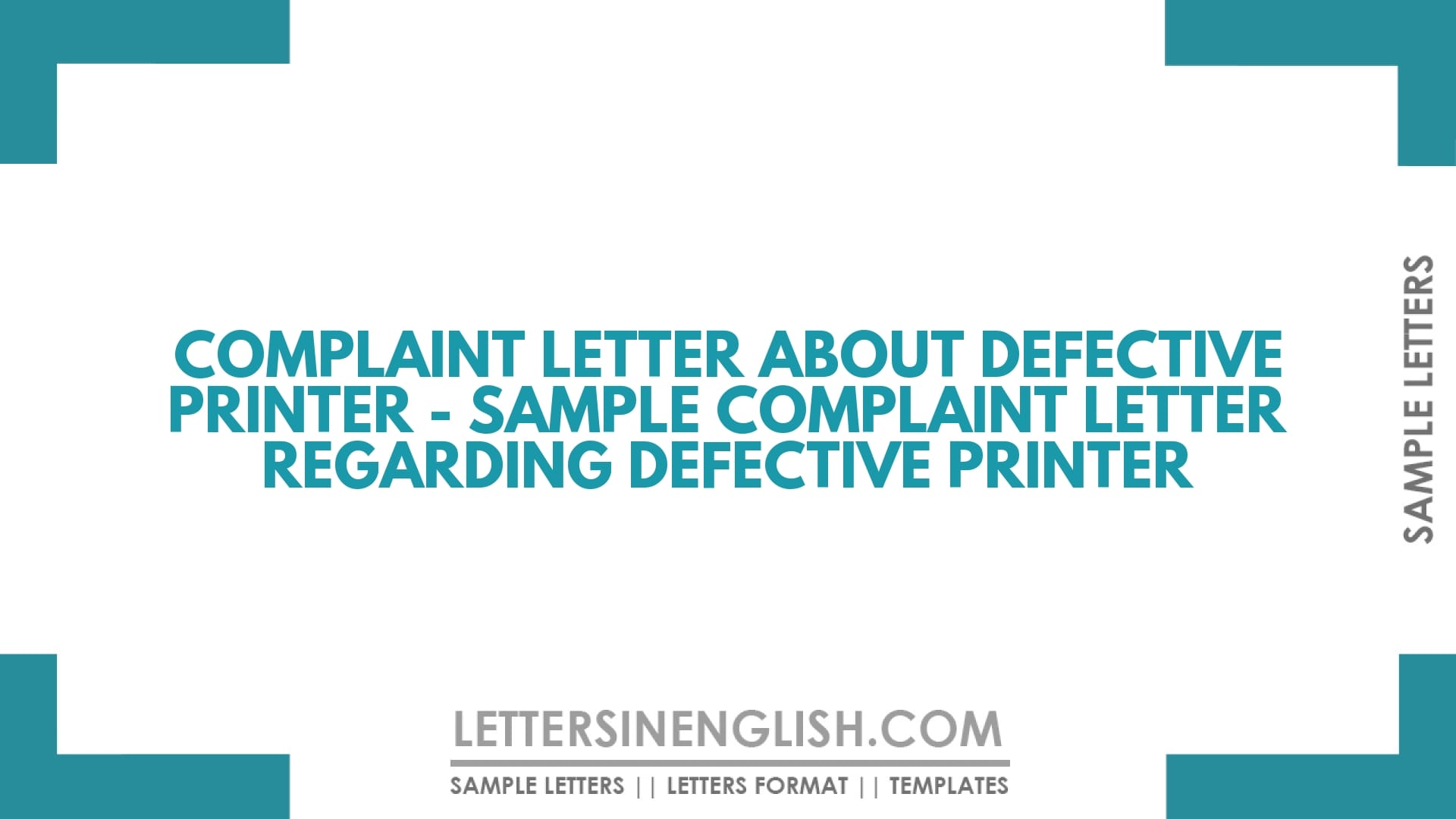 Complaint Letter About Defective Printer – Sample Complaint Letter Regarding Defective Printer
