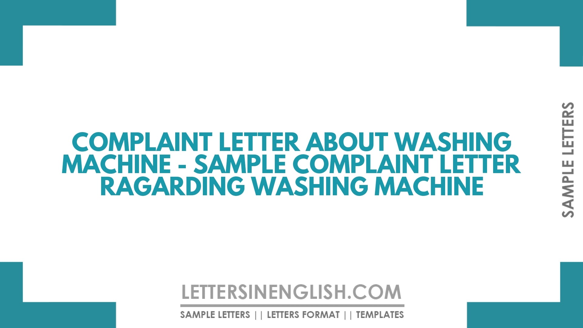 Complaint Letter About Washing Machine – Sample Complaint Letter Regarding Washing Machine