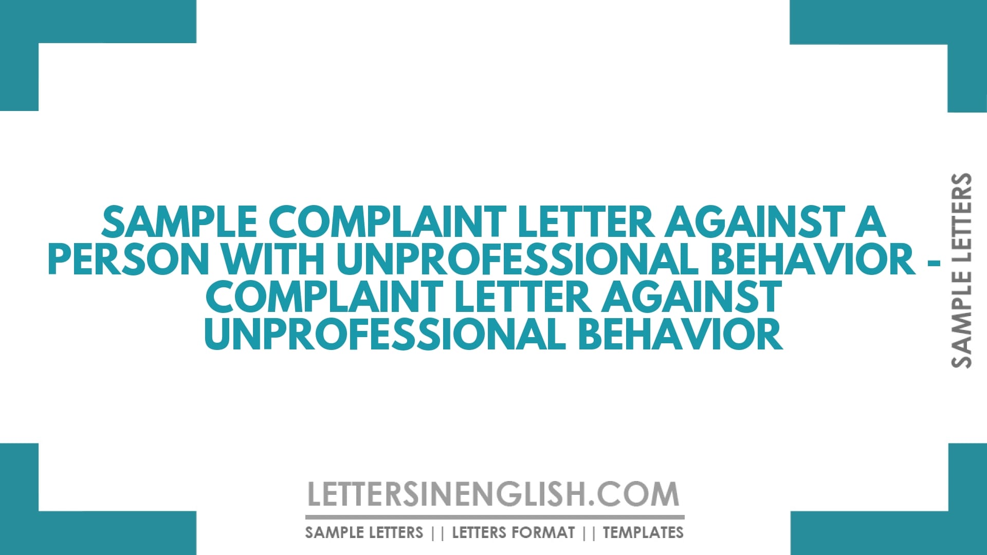 Sample Complaint Letter Against A Person With Unprofessional Behavior