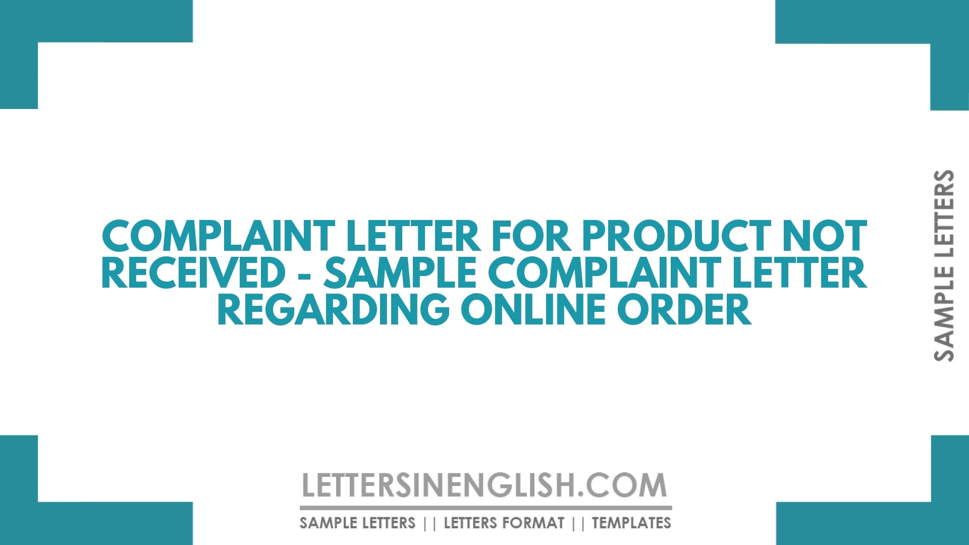 Complaint Letter for Product Not Received Sample Complaint Letter