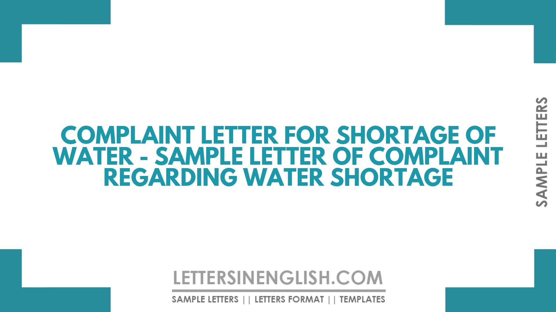 Complaint letter for Shortage of Water – Sample Letter of Complaint Regarding Water Shortage