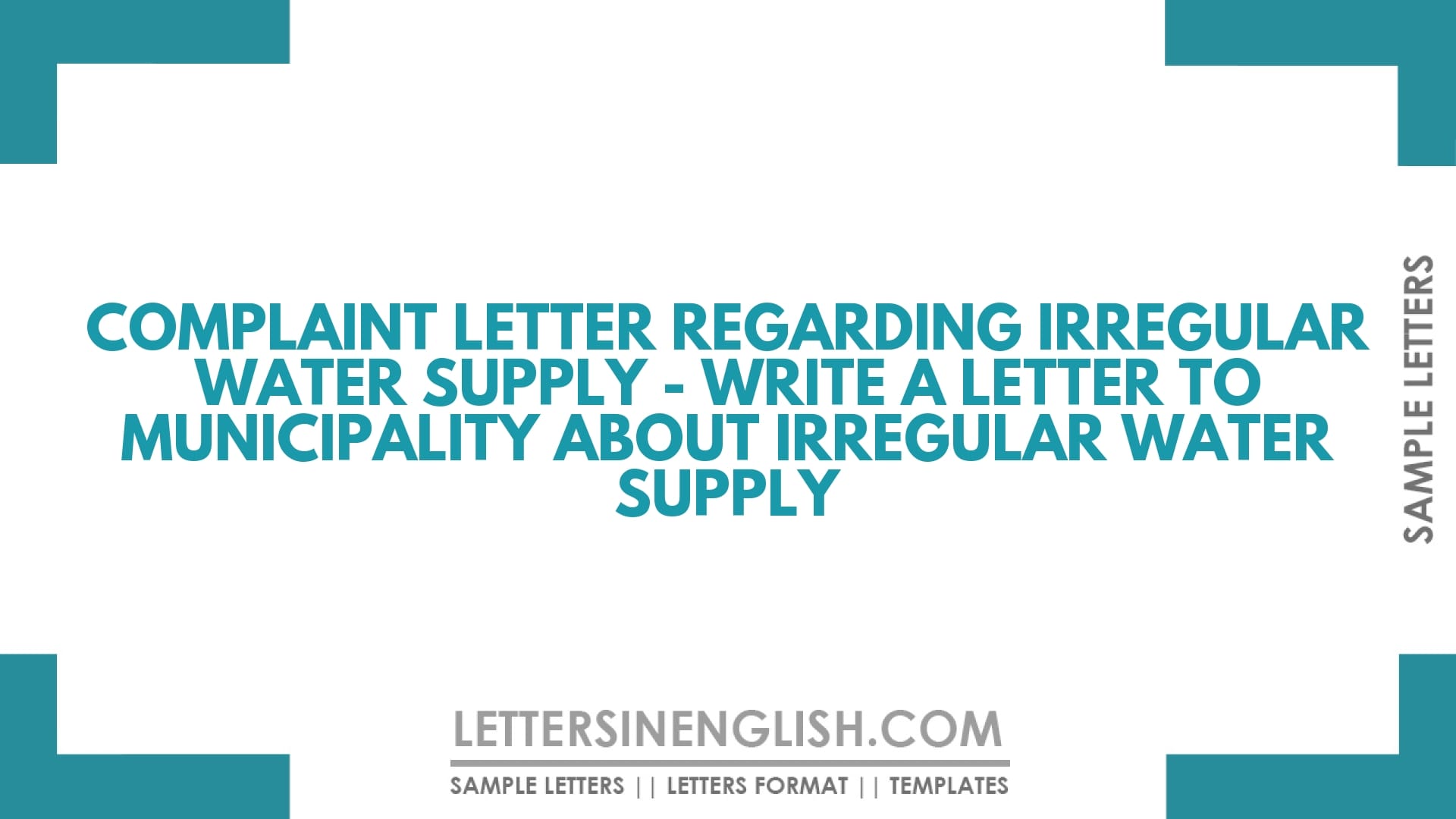 Complaint Letter Regarding Irregular Water Supply Write a Letter to