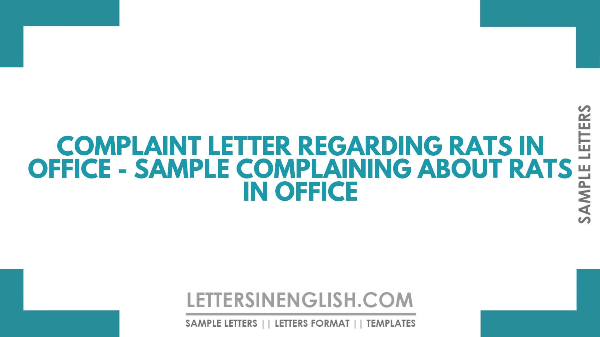 Complaint Letter Regarding Rats In Office – Sample Complaining About Rats In Office