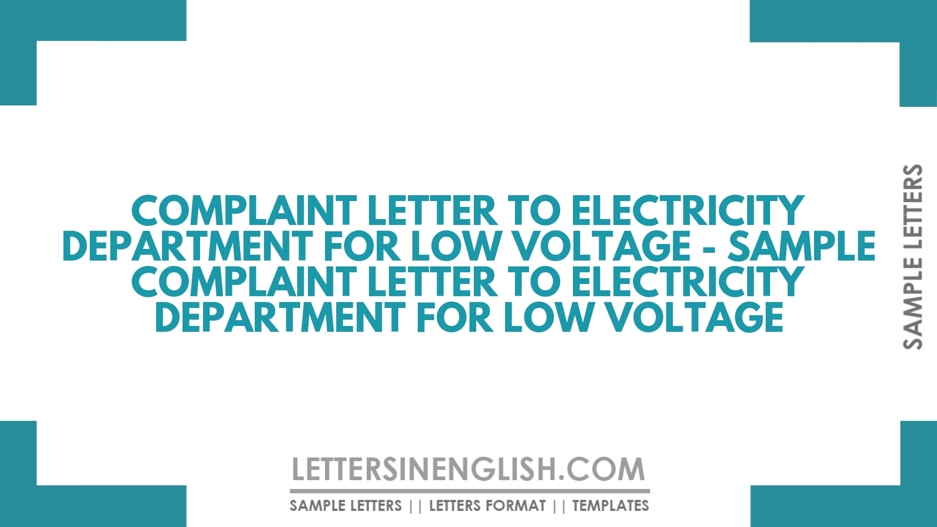 Complaint Letter to Electricity Department for Low Voltage – Sample Complaint Letter to Electricity Department for Low Voltage