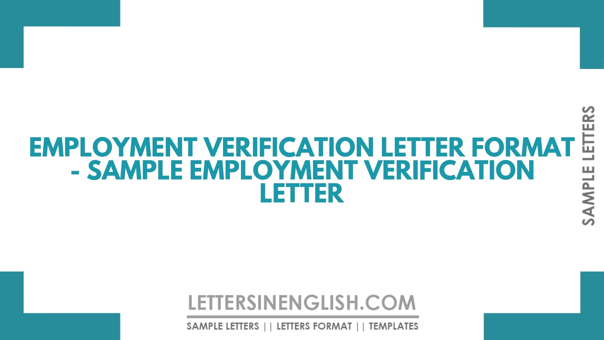 Employment Verification Letter Format – Sample Employment Verification Letter
