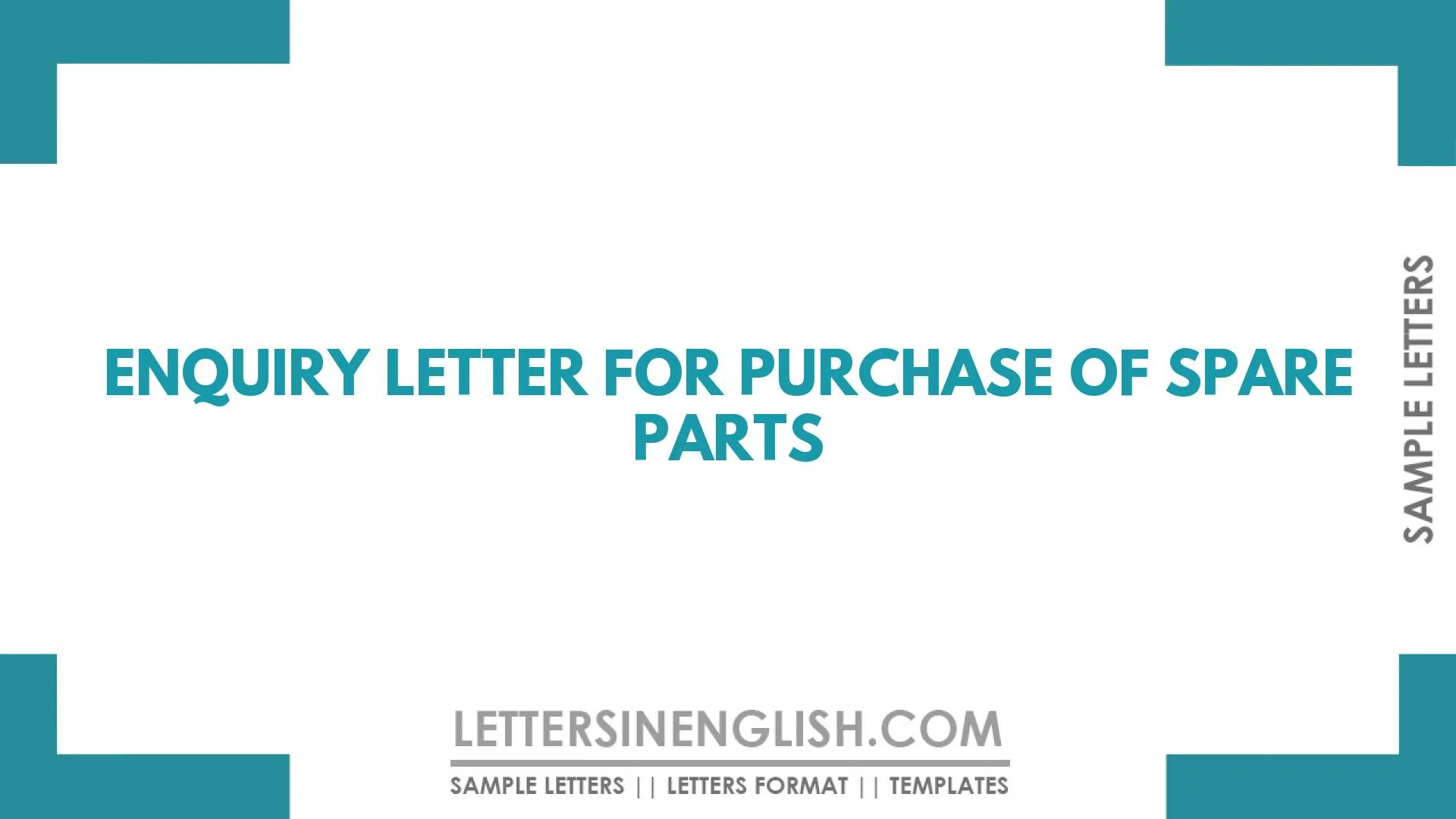 Enquiry Letter for Purchase of Spare Parts