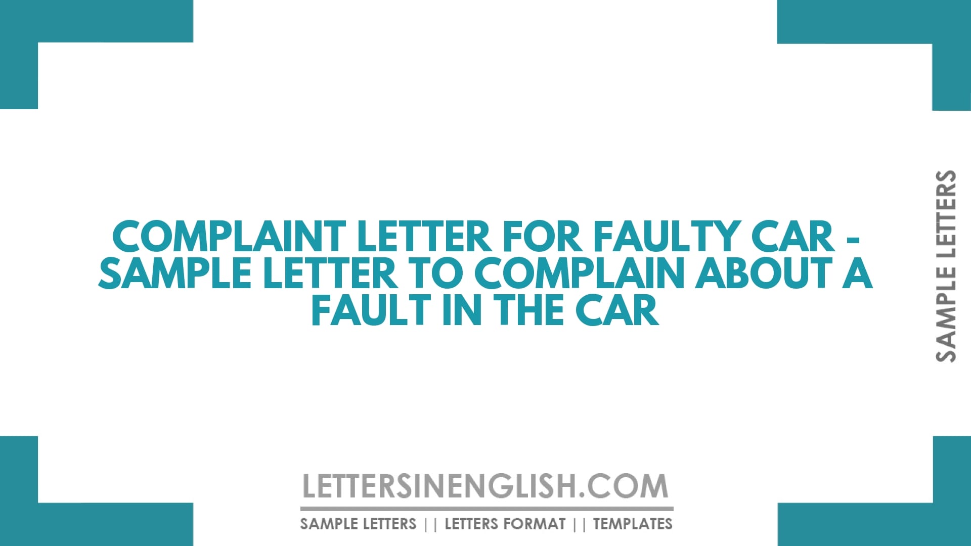 Complaint Letter for Faulty Car – Sample Letter to Complain About a Fault in the Car