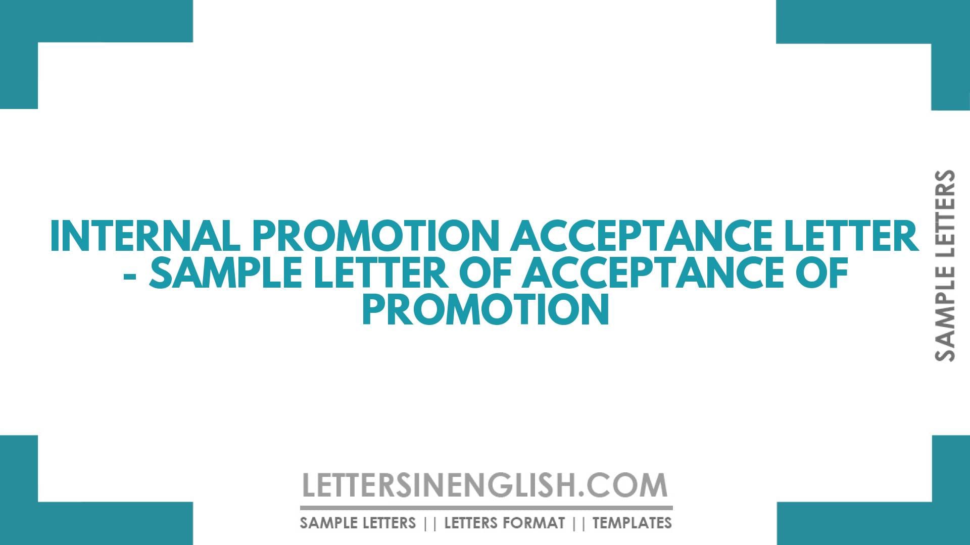 Internal Promotion Acceptance Letter – Sample Letter of Acceptance of Promotion