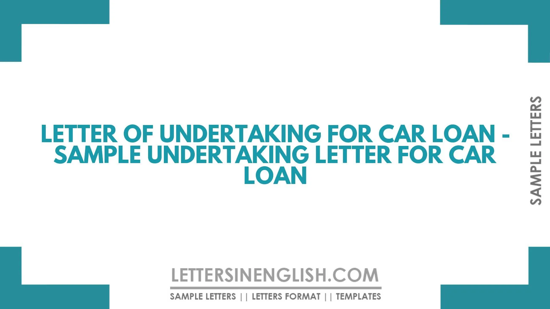 Letter of Undertaking for Car Loan – Sample Undertaking Letter for Car Loan